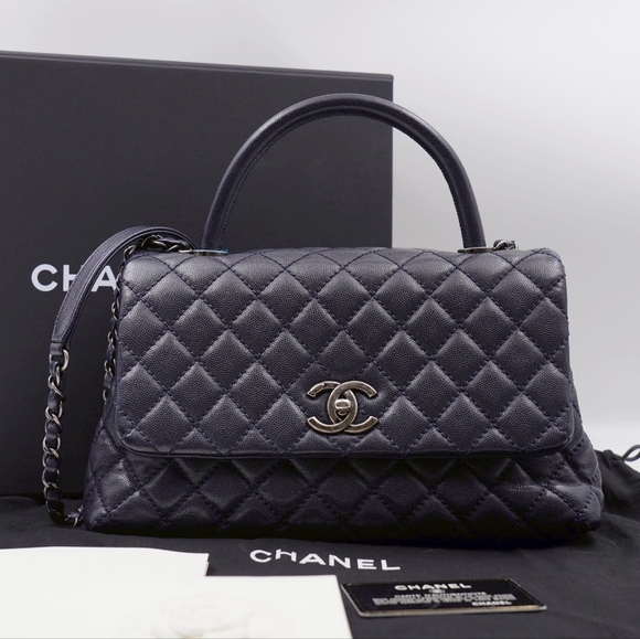 CHANEL Handbags - ❌️❌️SOLD❌️❌️BM57❤️ Chanel Caviar Quilted Small Coco Handle Flap Navy